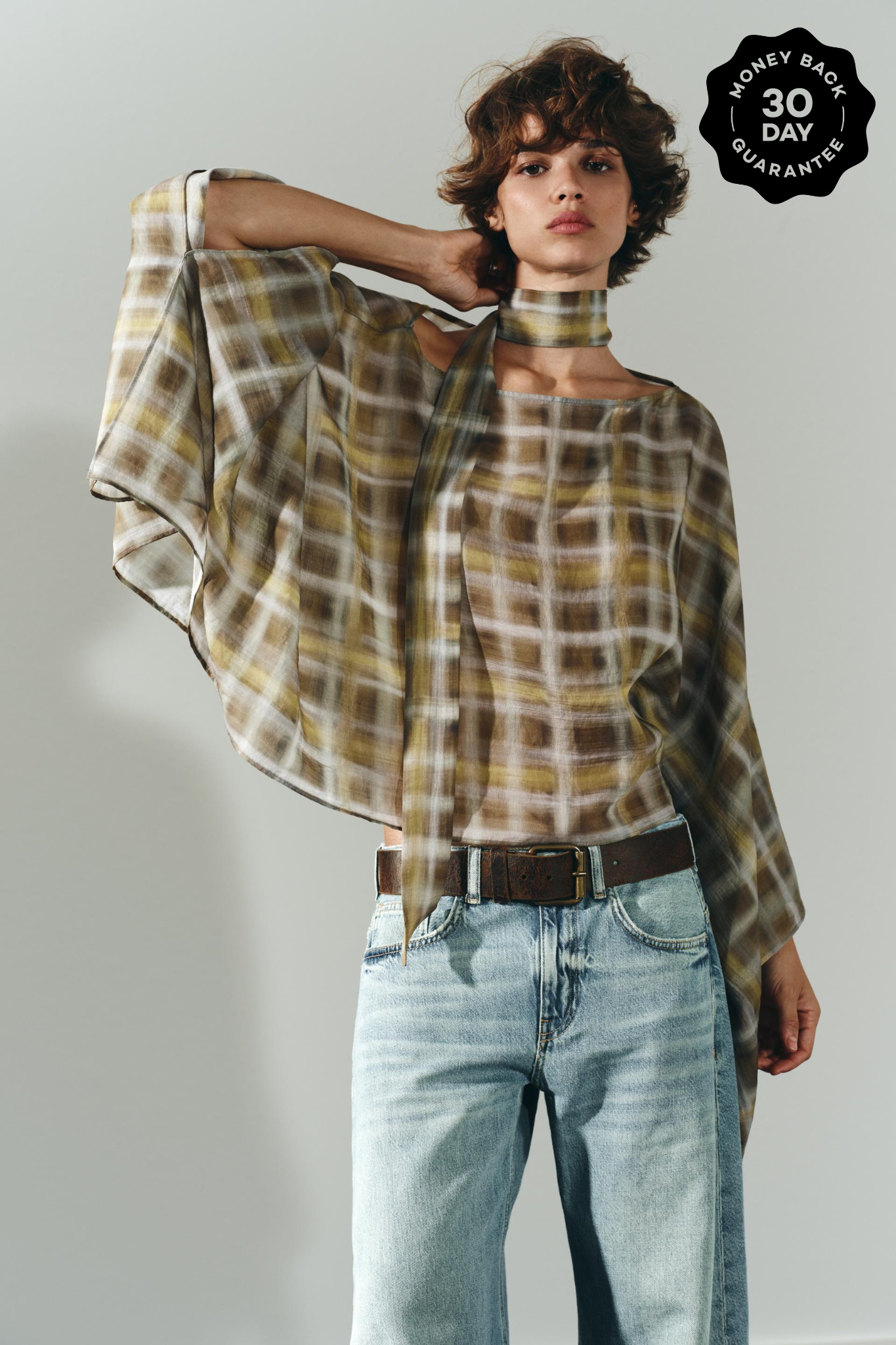 PLAID SCARF CAPE