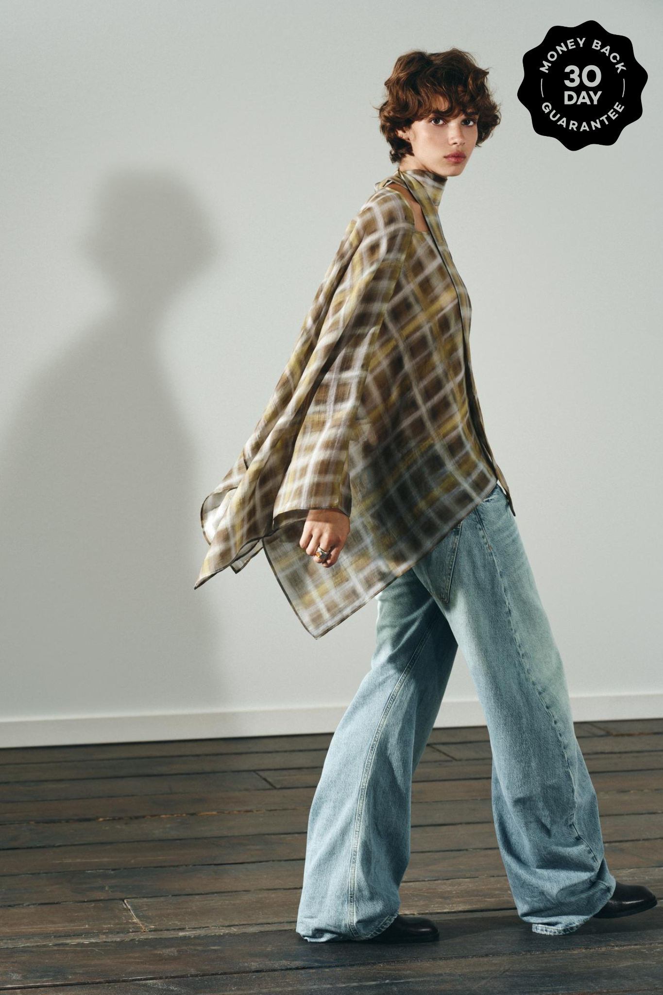 PLAID SCARF CAPE