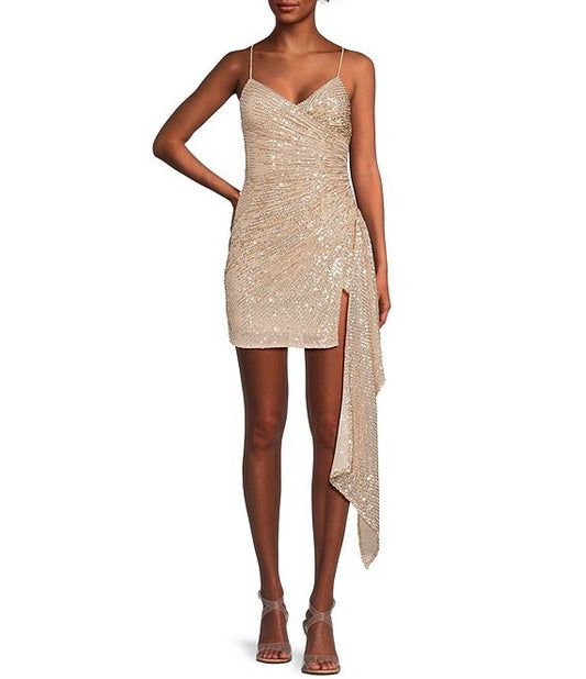 Social Ruched Sequin Dress