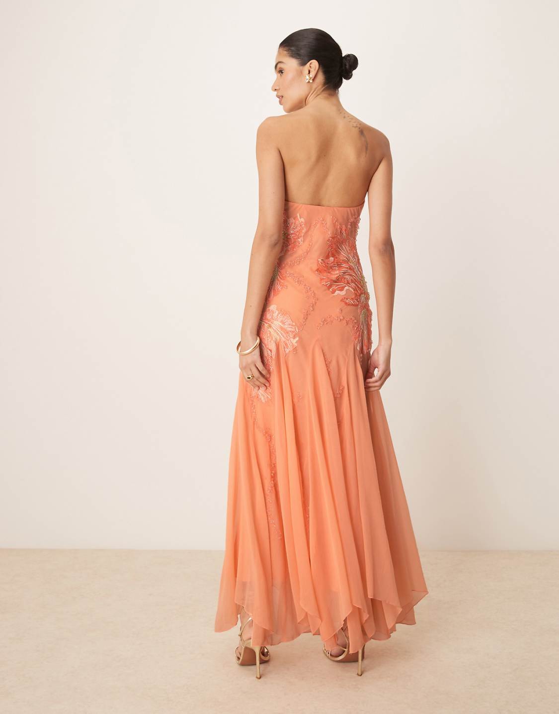 Bandeau floral embellished maxi dress