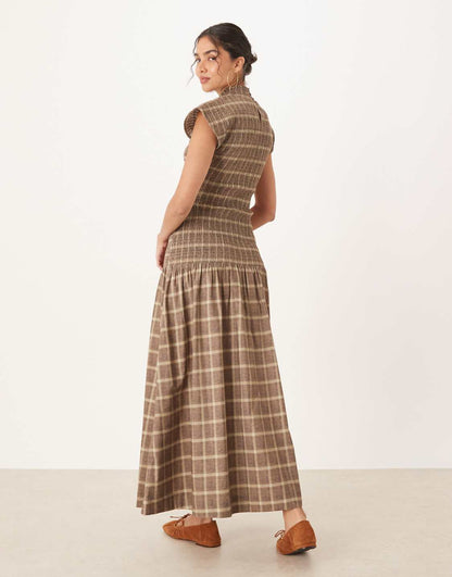 The Plaid Muse Maxi Dress (Cotton)