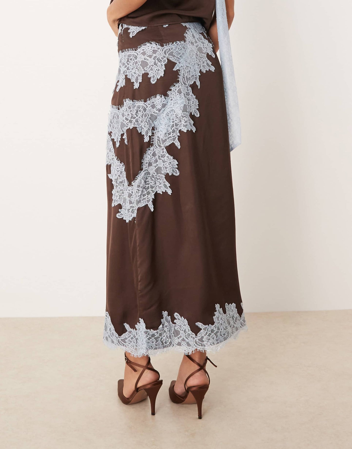 Fully Dressed lace trim satin maxi