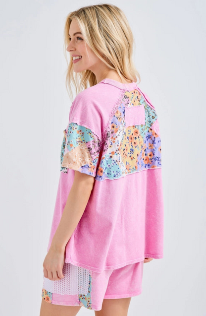 Bubblegum Pink Floral Tee