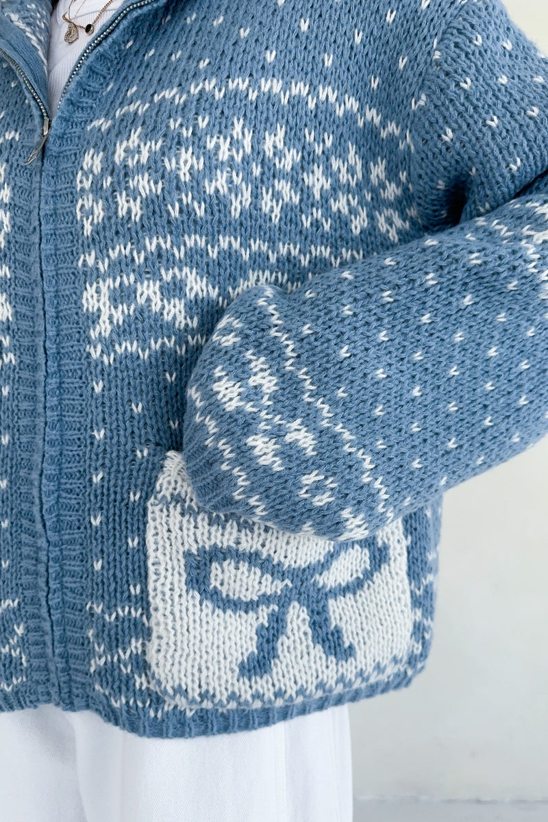 Claire Ribbon Zip Up Cardigan