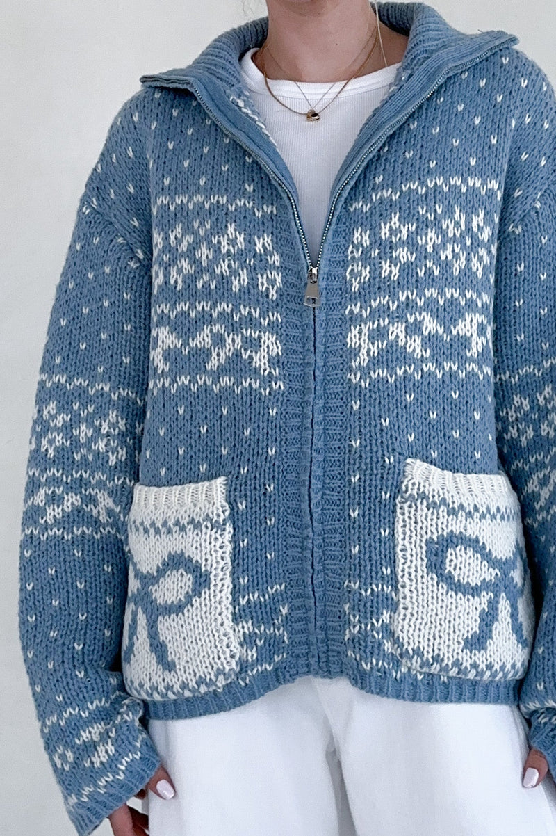 Claire Ribbon Zip Up Cardigan